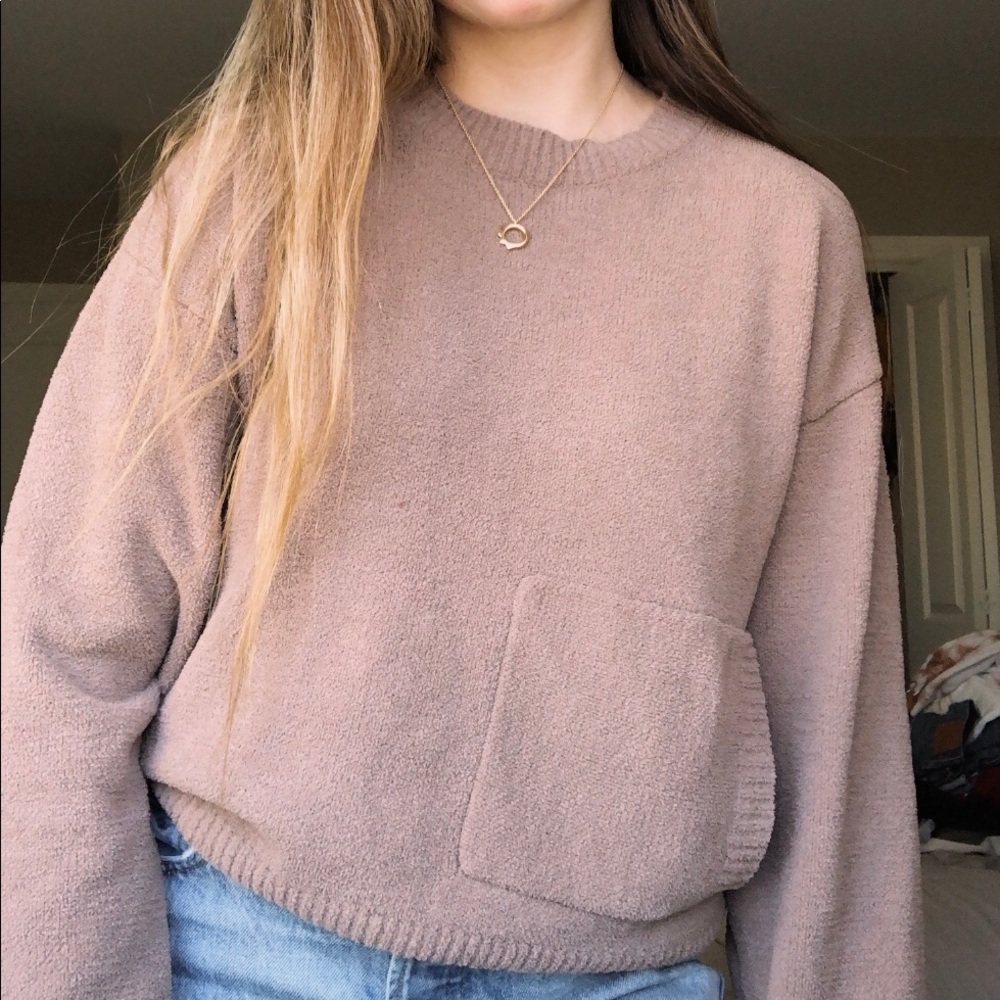 OAK + FORT - brown sweater side pocket